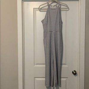 White and grey stripped jumpsuit